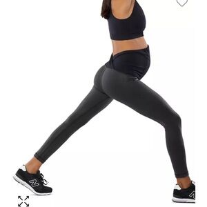 Faux leather maternity leggings